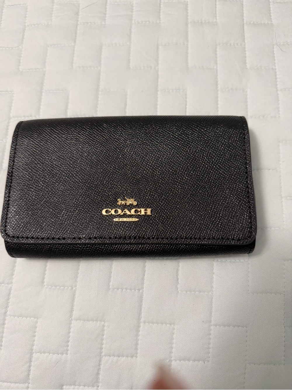 Coach Black Leather wallet on a chain with Gold Logo